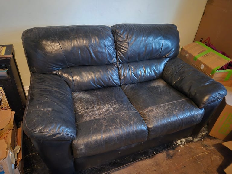 image for Black leather sofa