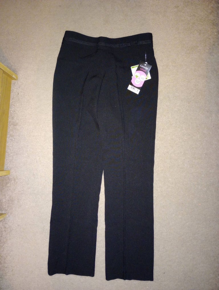 image for NEW with tags Girls School Uniform Black Plus Fit Bow Detail Trousers for 8-9 years