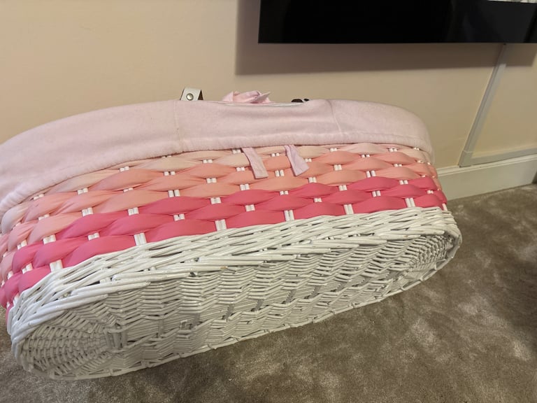 Pink Moses basket/ crib (stand included) 