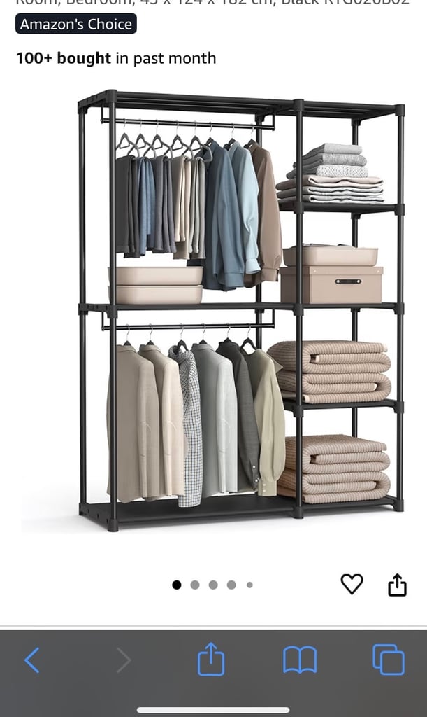 Open freestanding wardrobe clothes rail