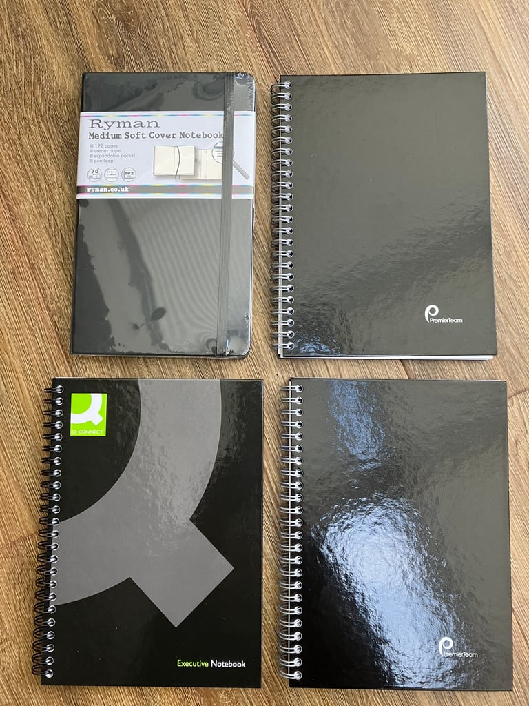 Stationery: Four A5 size notebooks. New. Collect Chichester 