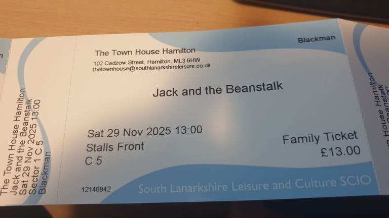 Jack and the Beanstalk - Hamilton Townhouse - ten tickets