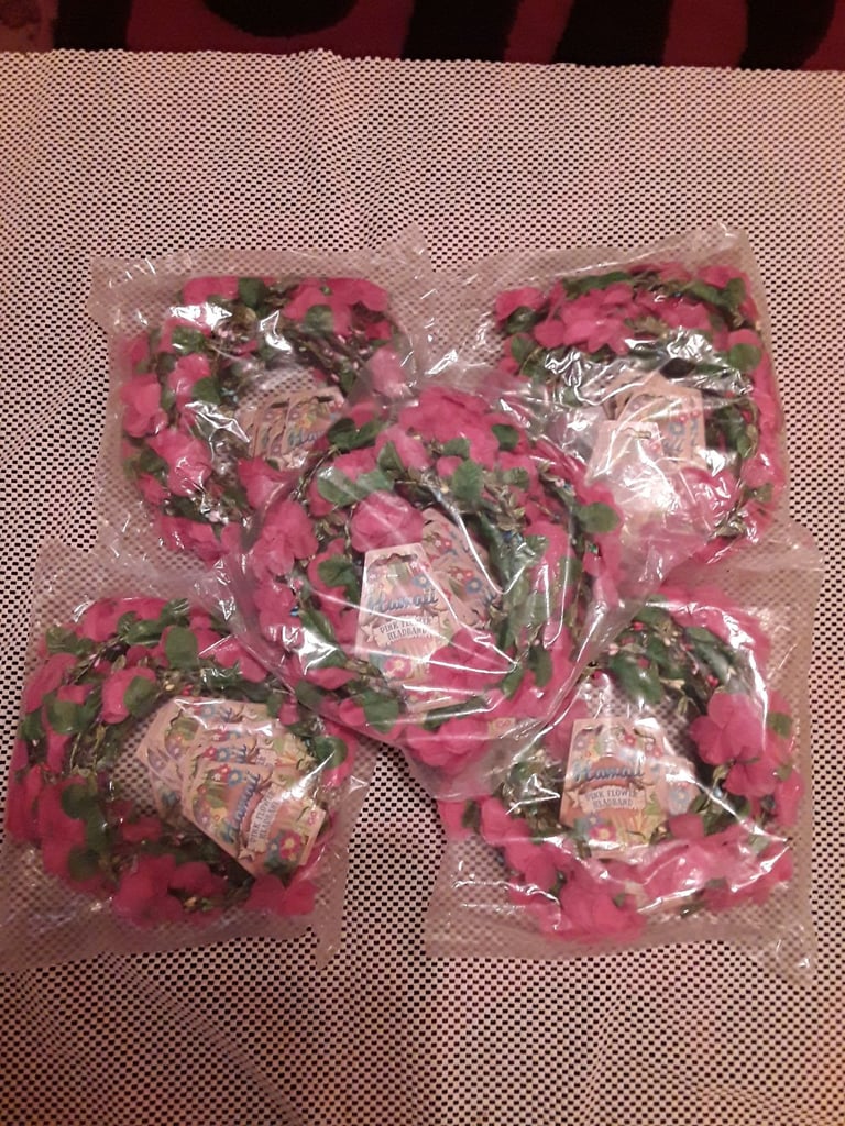 image for Girls pink flower headbands