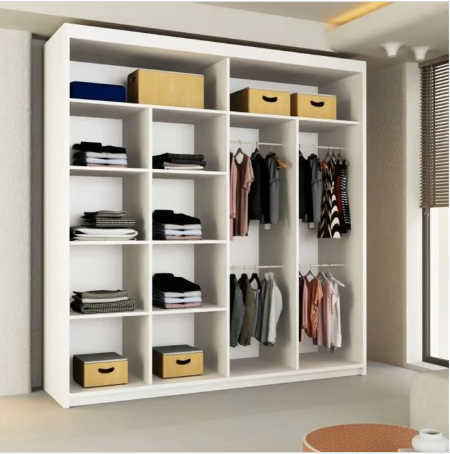 Brand New - Chelsea Mirror Sliding Door Wardrobe - Black/White- SAME/NEXT DAY DELIVERY