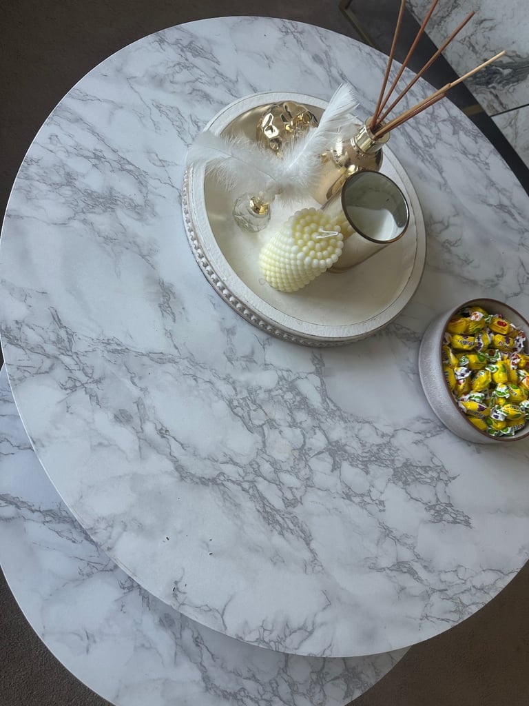  Nesting Marble-Effect Coffee Tables – Excellent Condition