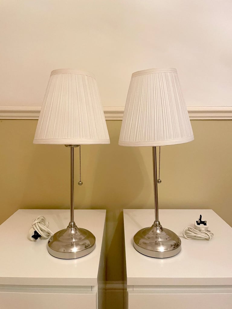 image for PAIR of Nickel plated IKEA ARSTID Table Lamps - delivery possible