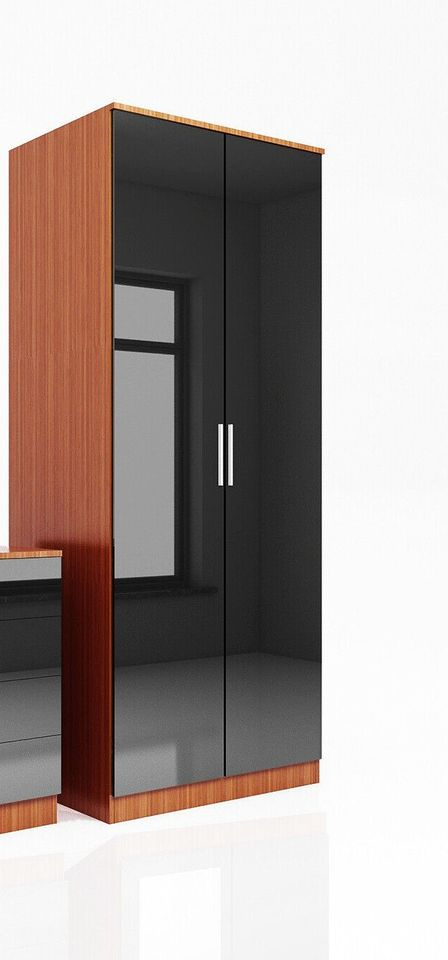 image for New Black & Walnut 2 Door Wardrobe 760x470mm RRP £200 Our Price £120