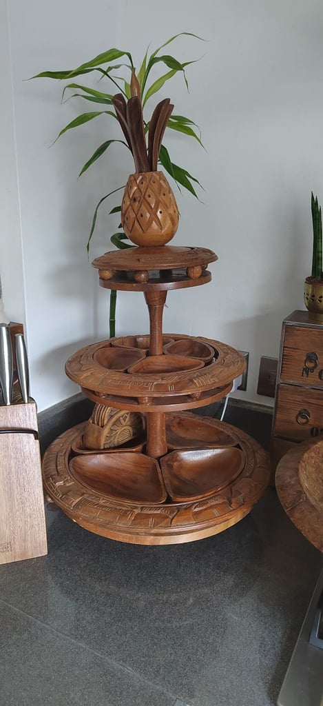 1970 wooden lazy susan 