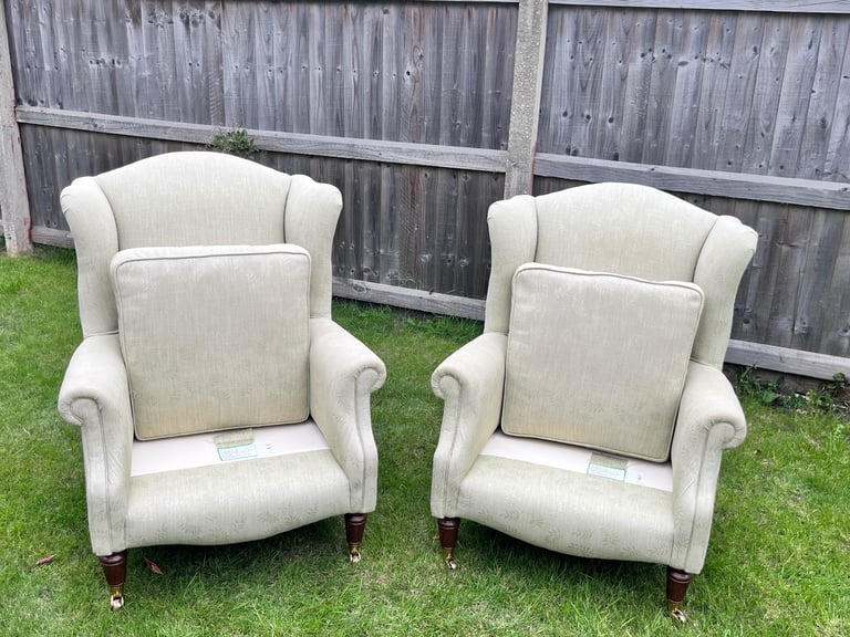Laura Ashley 2 Seater Sofa 2 Wingback Chairs & Storage Footstool Possible Delivery 