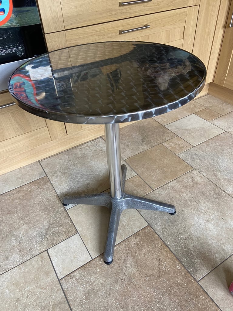image for Round Stainless Steel & Aluminium Bistro Table  - (2 Available) 