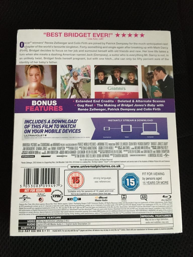 NEW/ UNOPENED Bridget Jones's Baby Blu-Ray 