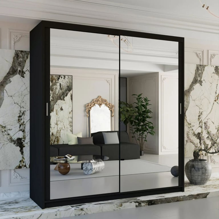 ⚡🌟Brand New High Gloss 2 or 3 Doors Sliding Wardrobe with Mirrors, Drawers, LED Light included