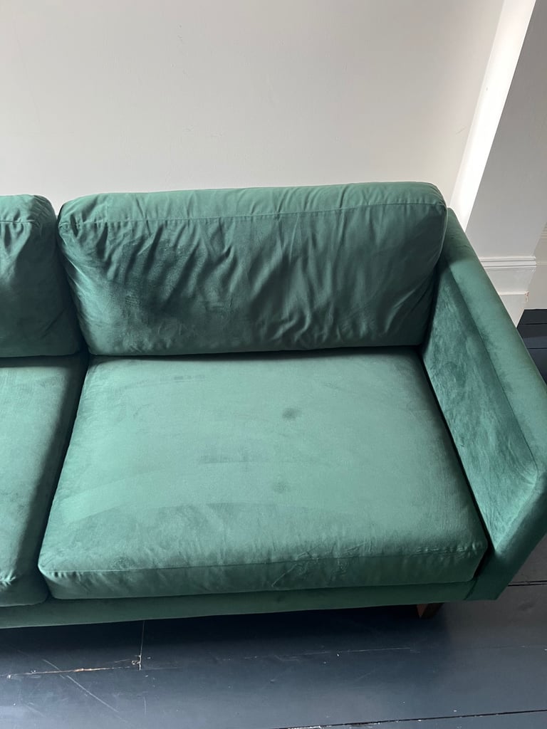 John Lewis Large 3 Seater Sofa, Dark Leg, Bottle Green Smooth Velvet