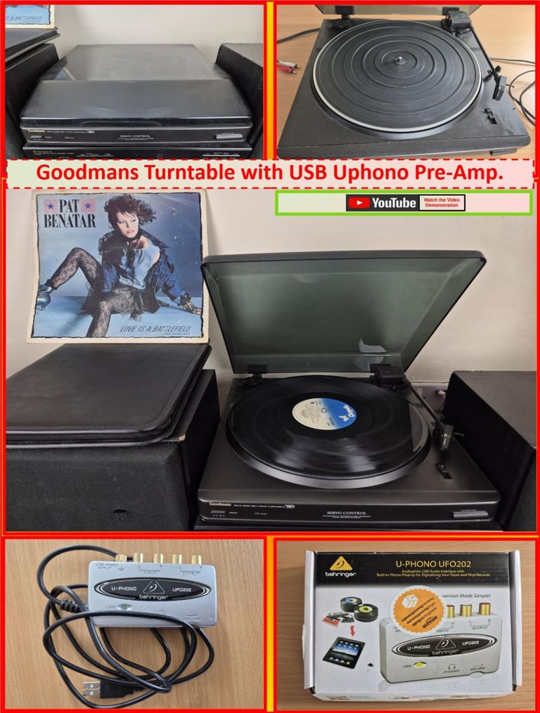 Goodmans Turntable with USB Uphono Pre-Amp.