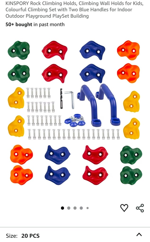 image for New 20Pc Climbing Holds inc Bolts & Fixings