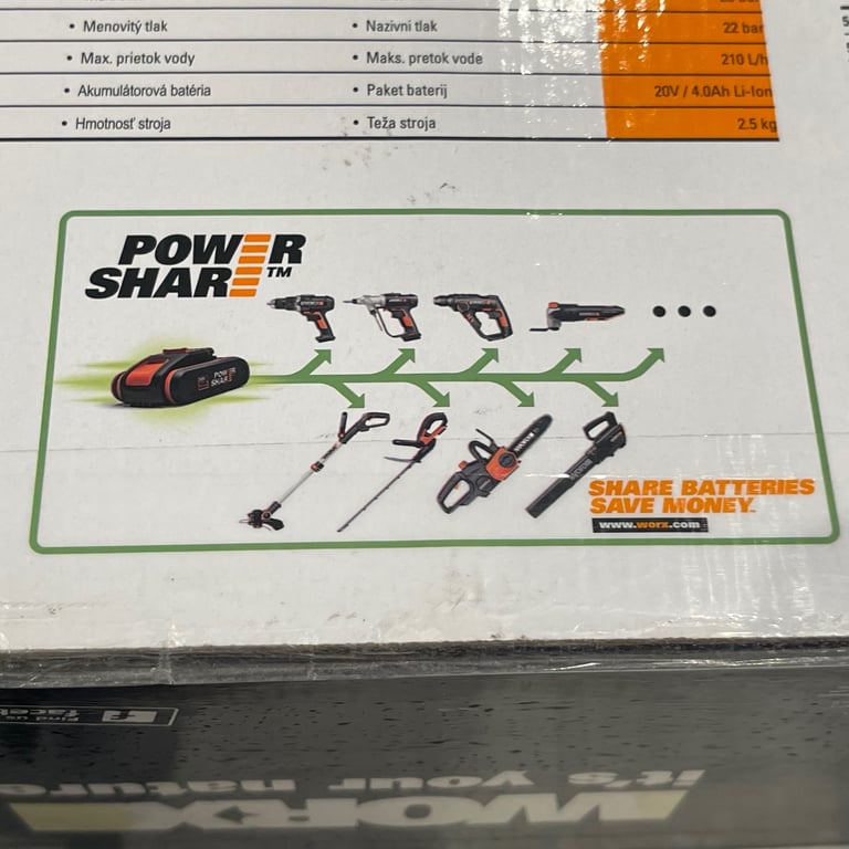 WORX WG630E.1 18V 20V Max Cordless Hydroshot Pressure Washer Boxed