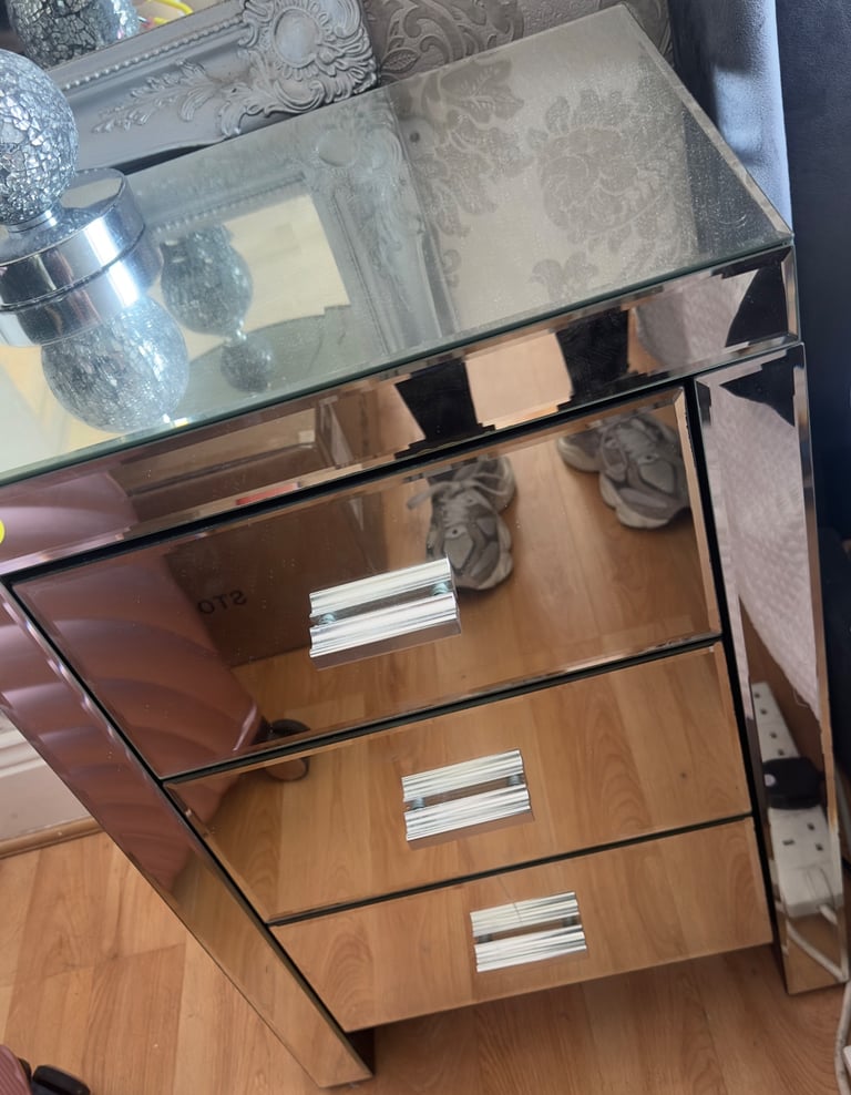 Glass draws and bedside table