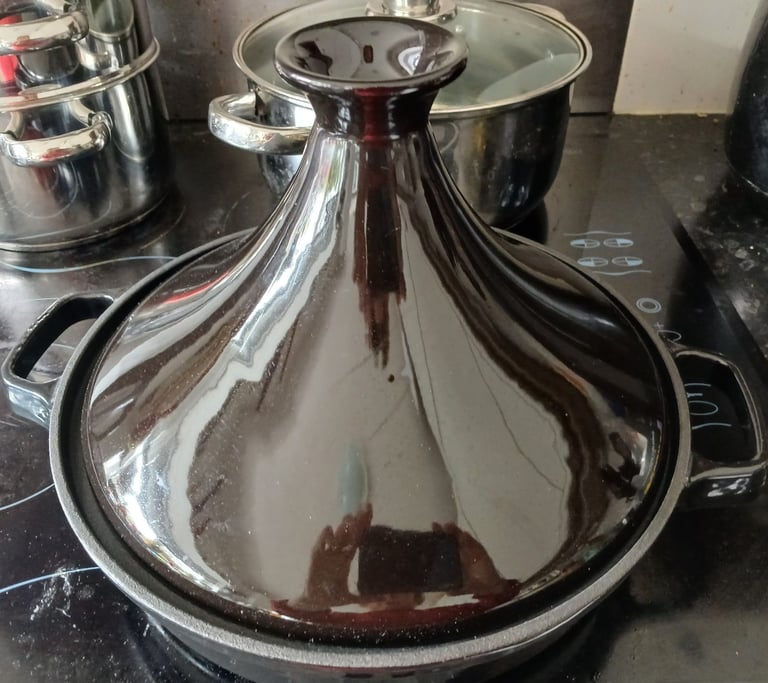 image for Tagine Black Cast Iron Base Ceramic Top Like New