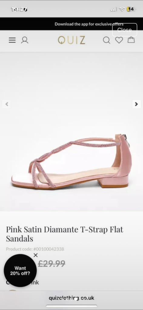 Pink satin diamonte t-strap flat sandal