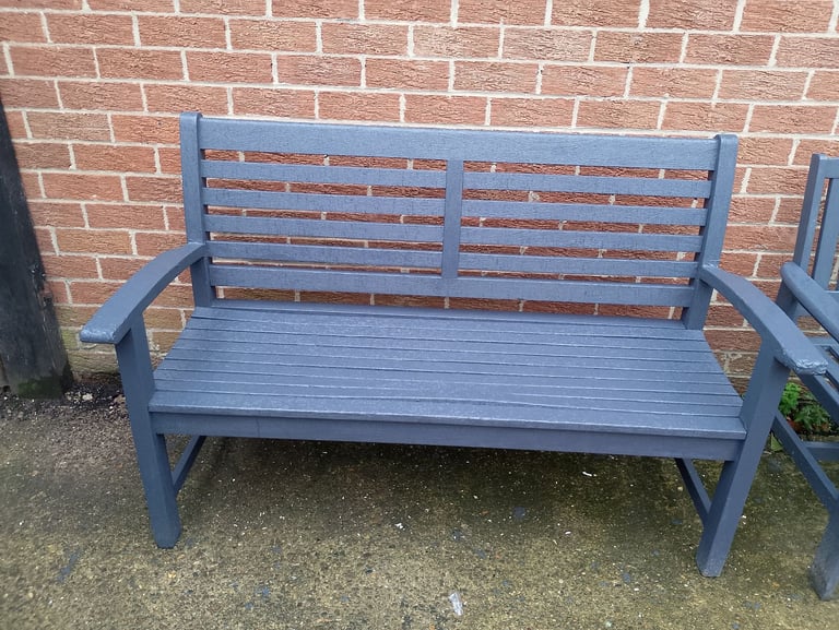 Fully refurbished very heavy teak garden bench 