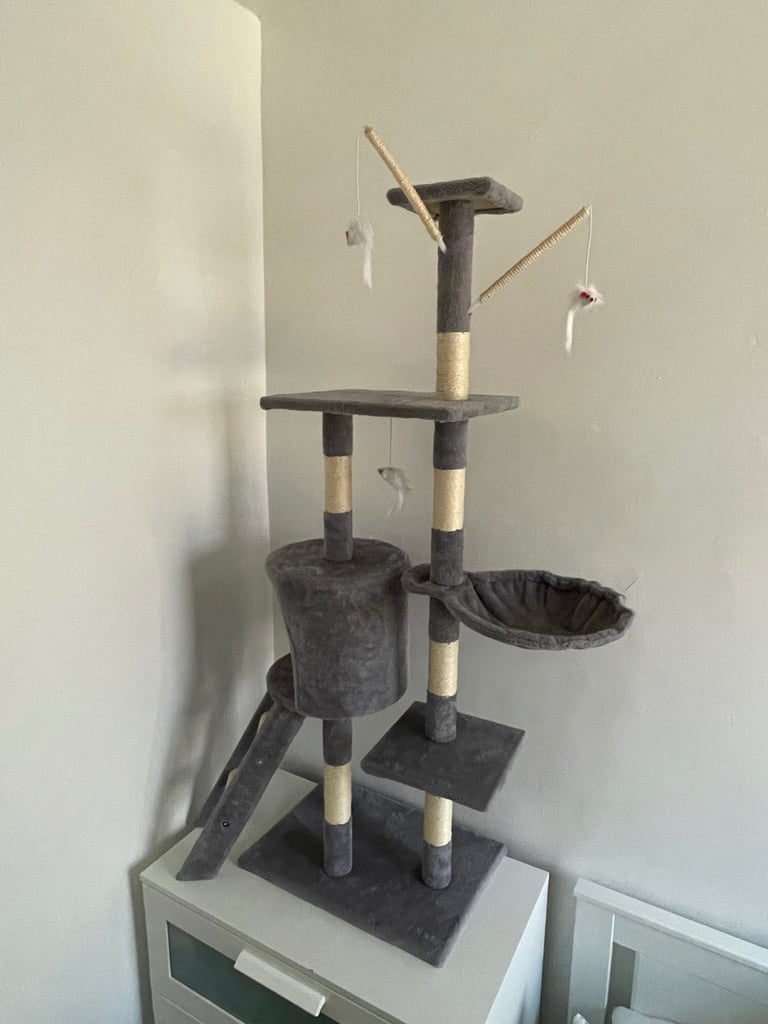 image for Almost New Cat Tower Scratcher with bed and toys 140cm