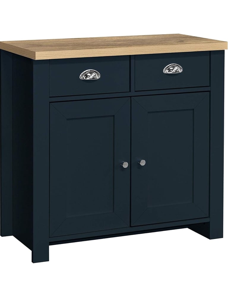image for Birlea Highgate 2 Door 2 Drawer Sideboard Navy Blue & Oak Effect