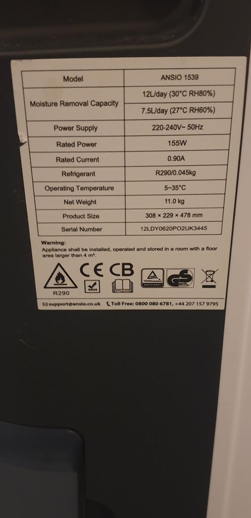 image for dehumidifier rarely used 