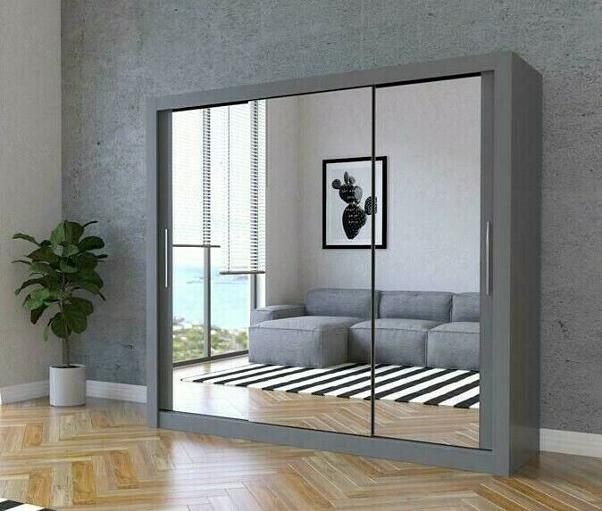 MDF MATERIAL !! 2 DOOR SLIDING WARDROBE WITH FULL LENGTH MIRROR in