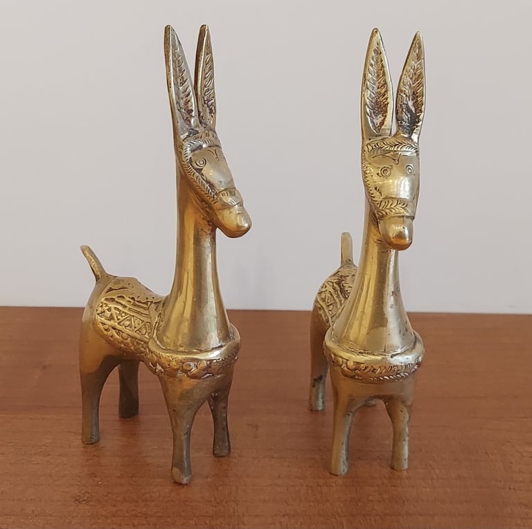 Vintage Brass Donkey x 2
