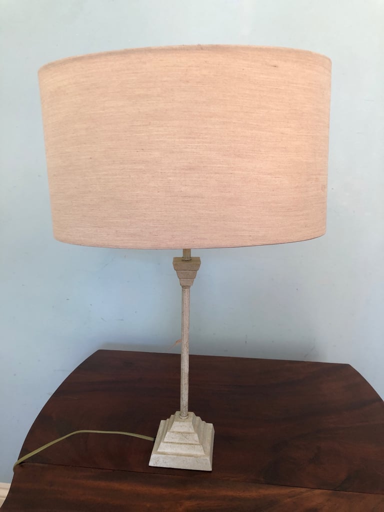 Vintage Individual Unusual Shaped Metal Table Lamp with Oval Shade H24in/61cm  P151