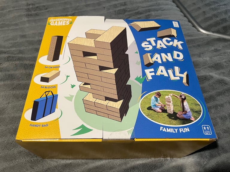 image for Grasshopper Games - Giant Stack N Fall - Tumble Tower for Kids and Adults - 54 Wooden Blocks - Yenga