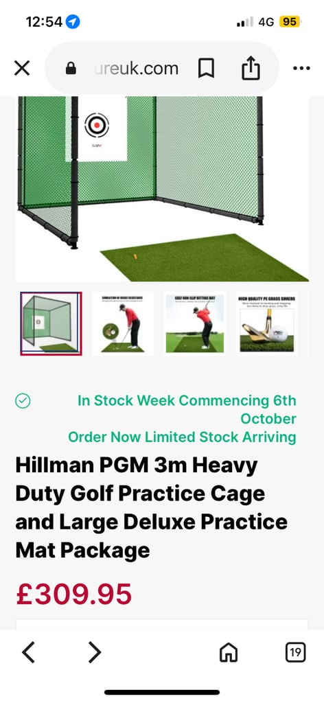 Hillman PGM 3m Heavy Duty Golf Practice Cage, Deluxe Practice Mat with Tee And Ball Dispenser