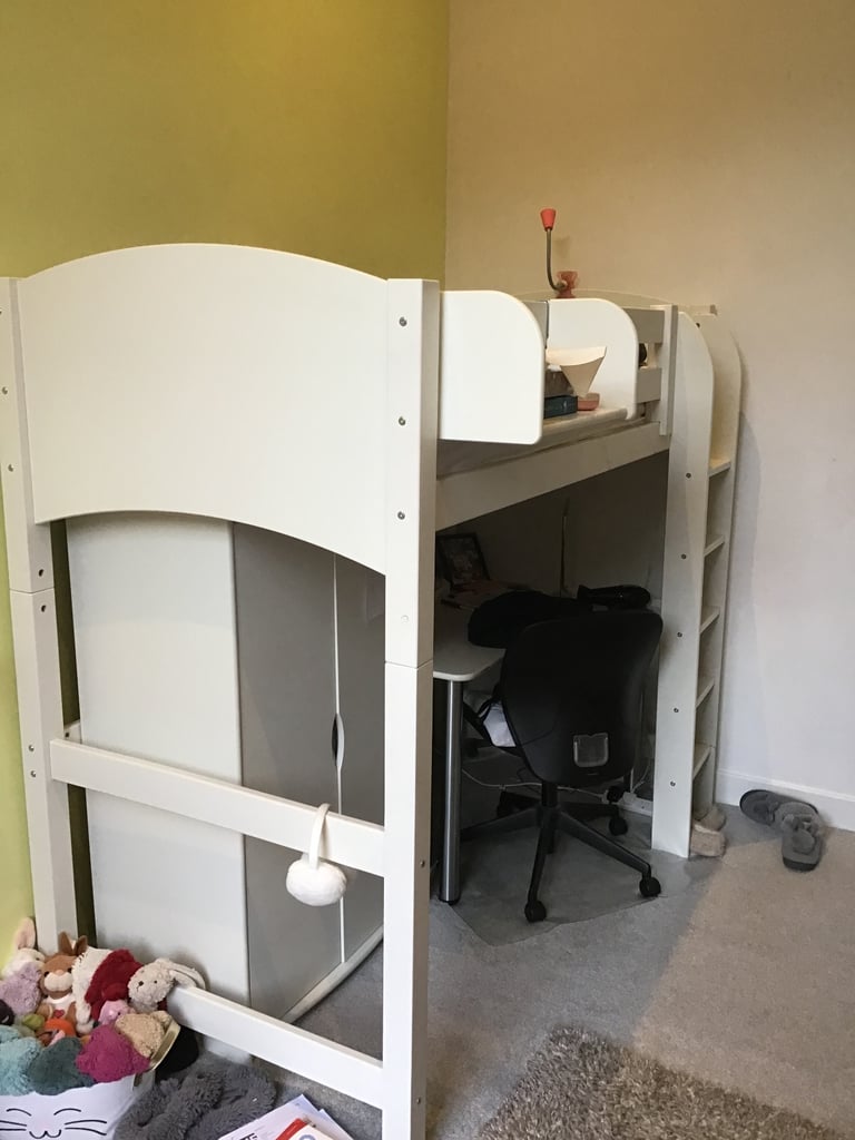 Loft bed with wardrobe and desk