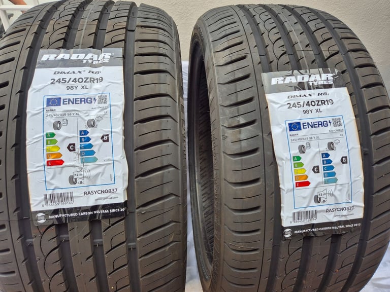  245 40 19 Radar R8+ Tyres New 