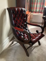 Ox blood red Chesterfield slipper chair
