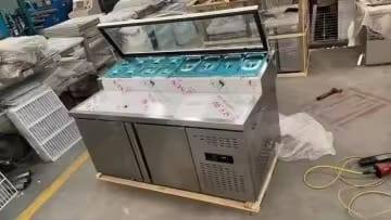 image for Pizza topping fridge prep station salad bar counter fridge+ pans 1.5M new