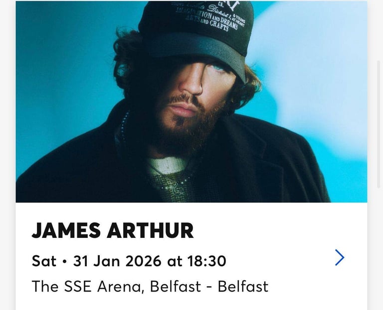 image for 2 Seated James Arthur SSE Arena Belfast Tickets