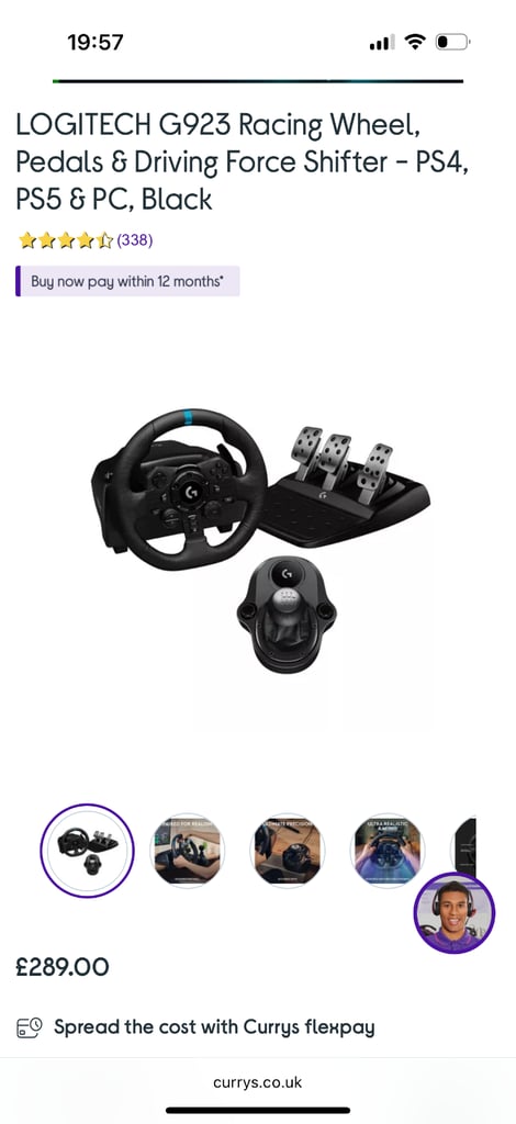 PlayStation 4/5 steering wheel, pedals and gear stick 