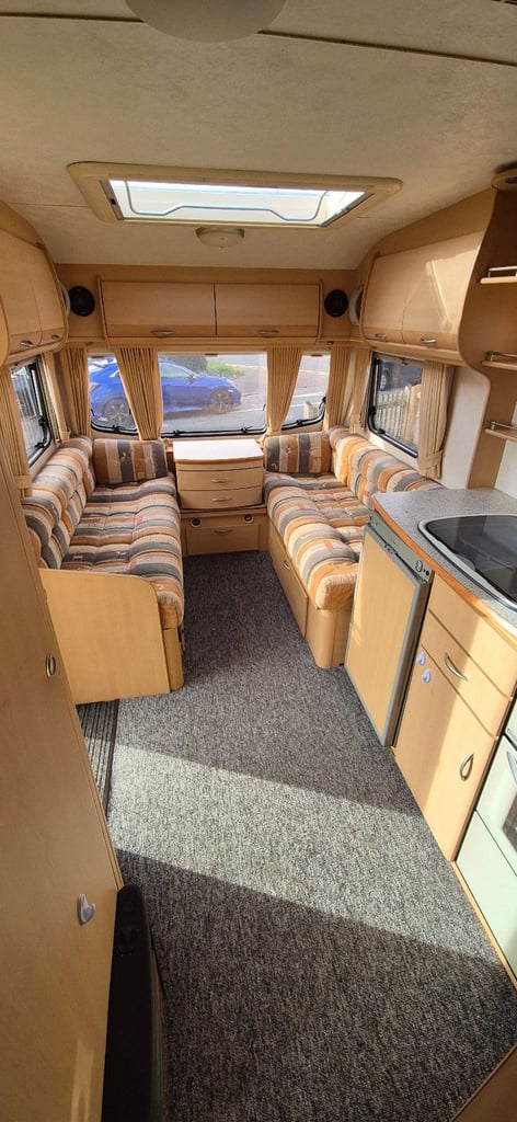 4 berth caravan fixed bed with motor mover 