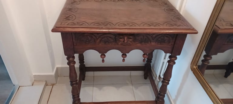 image for Small Ornate Carved Vintage Side Table