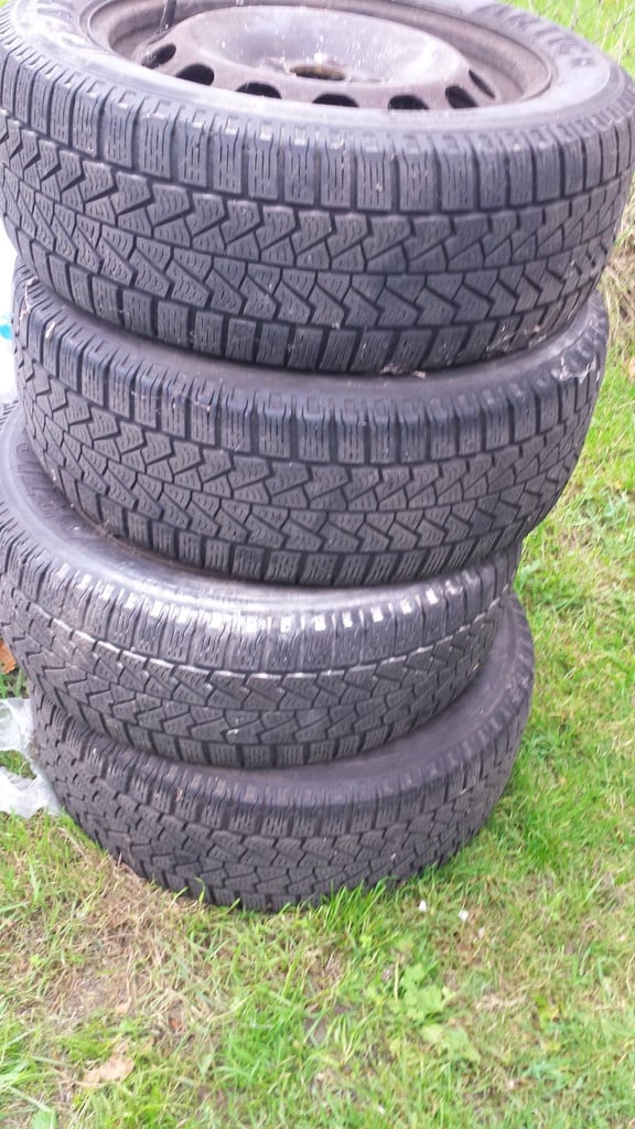 4x 205/55 R16 Ceat Artic Winter Tyres on 5 stud Steel Rims (Peugeot?) Good Tread