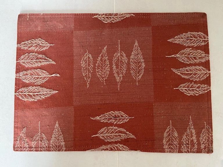 image for Table Mat / Placemat 17 x 12 inch, leaf design in terracotta colour