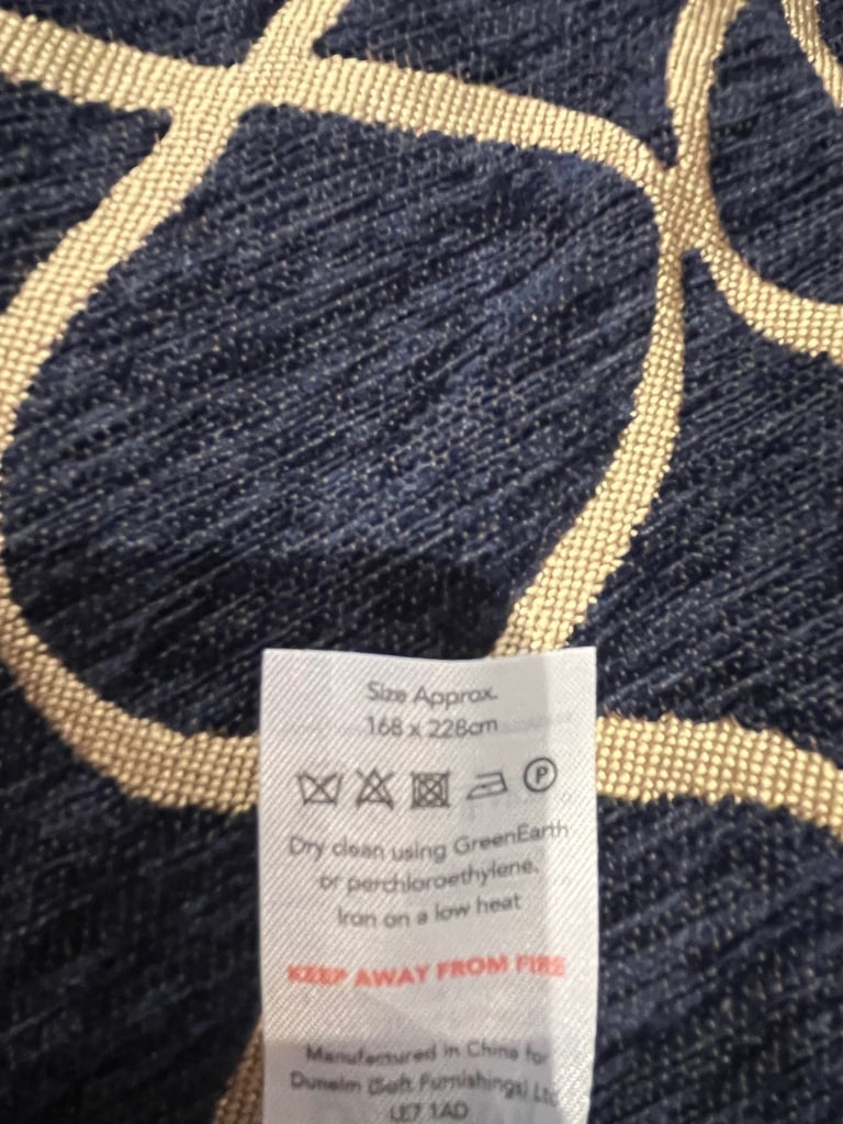 Dunelm Navy Blue & Gold Geometric Eyelet Lined Curtains - W 168cm x L 228cm