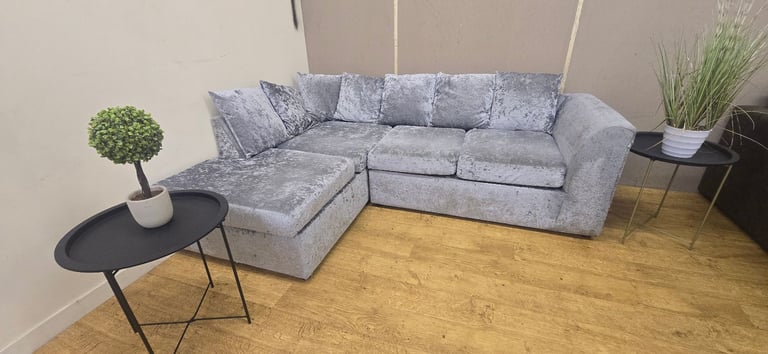 CRUSHED VELVET CORNER SOFA DELIVERY AVAILABLE