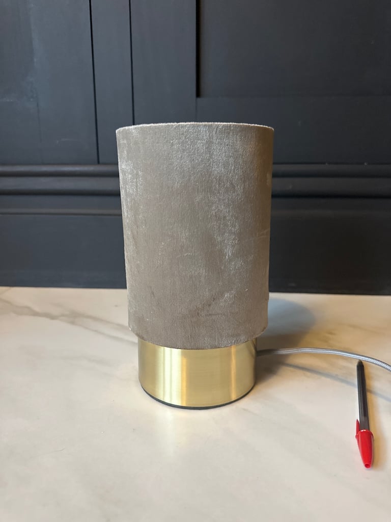 image for Grey velvet and gold lamp