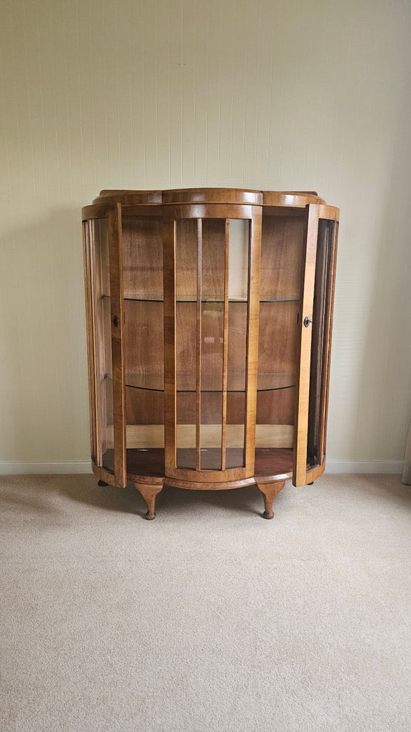 image for Bow Front Glass Cabinet 