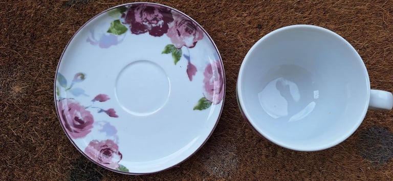 Rose Pattern Ceramic Cup & Saucer