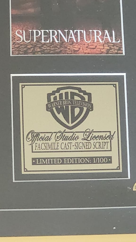 Signed supernatural memorabilia frame 