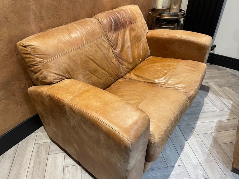 2 Seater settee/sofa tan leather 