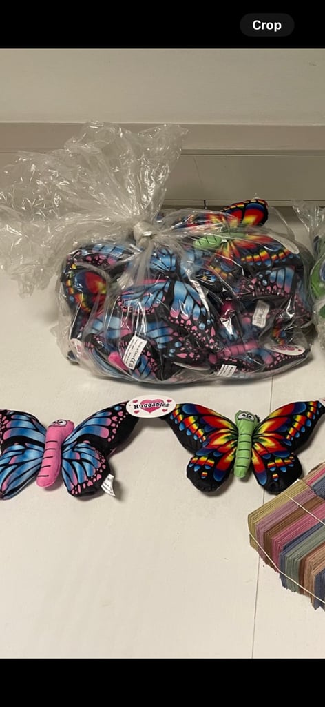 Event / fundraiser Job lot Butterfly / caterpillar 8 " soft toys with Win/lose tickets